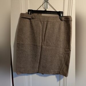 Ann Taylor women's brown wool tweed pencil skirt.